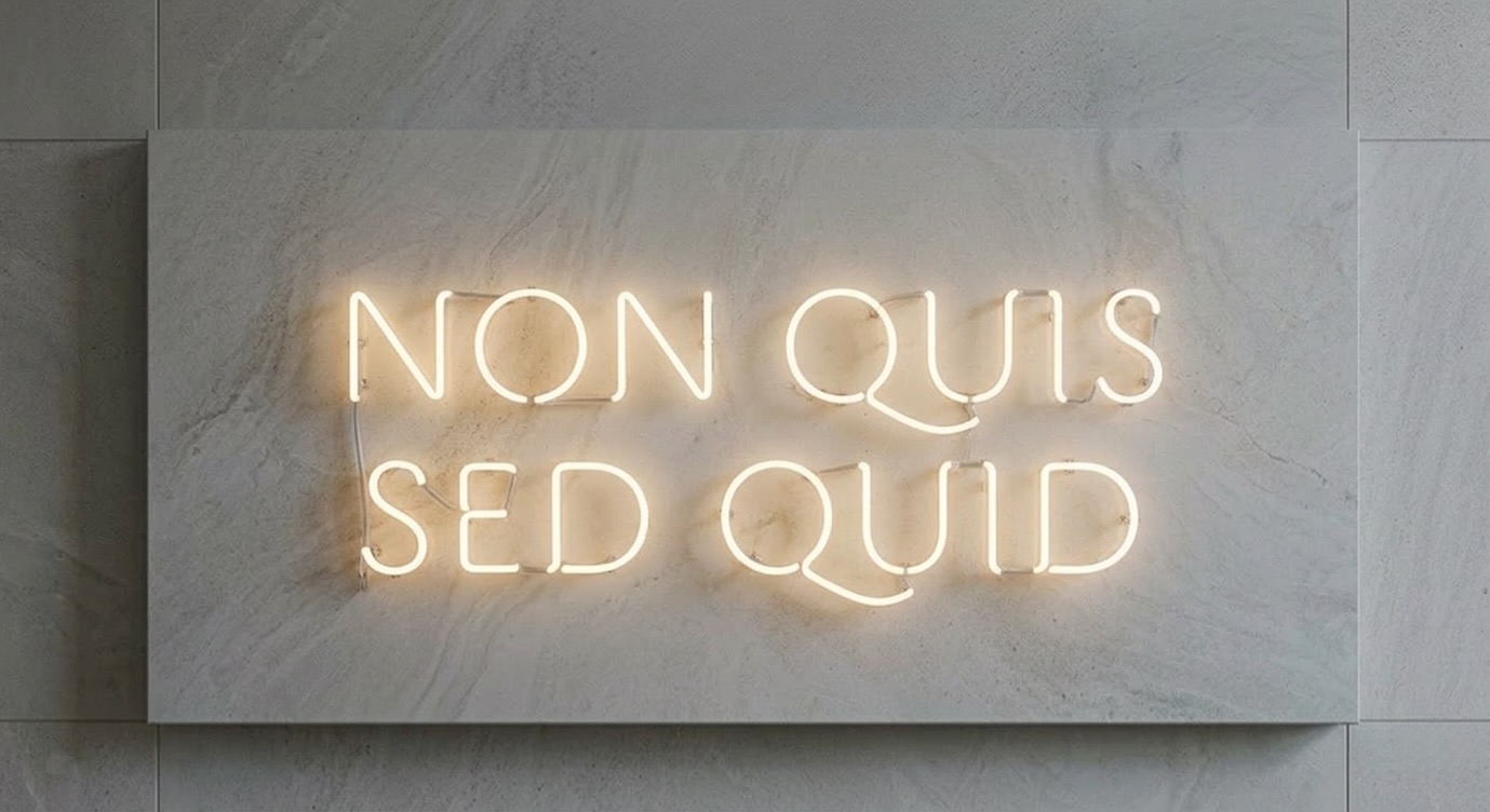 Non Quis Sed Quid — Not who, but what